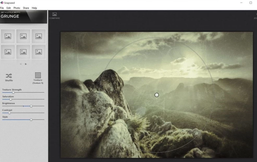 Snapseed Photo Editing App interface.