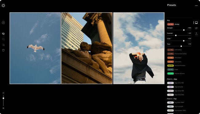 VSCO VSCO photo editing app interface.