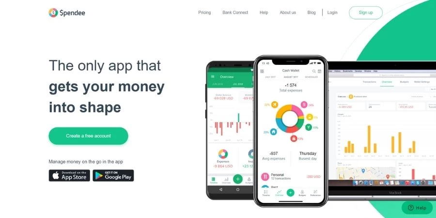Spendee app landing page top app landing pages