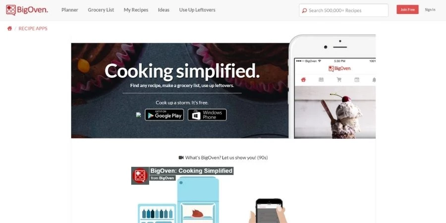 BigOven app landing page app landing page examples