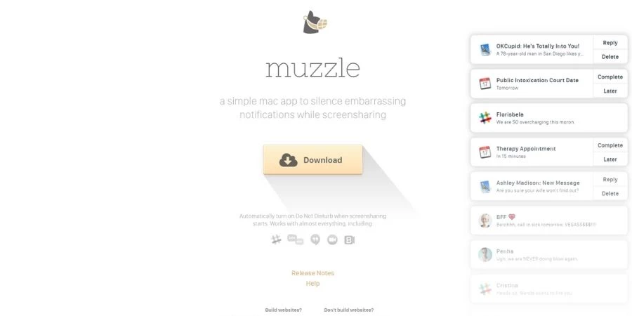 Muzzle app landing page landing page for an app