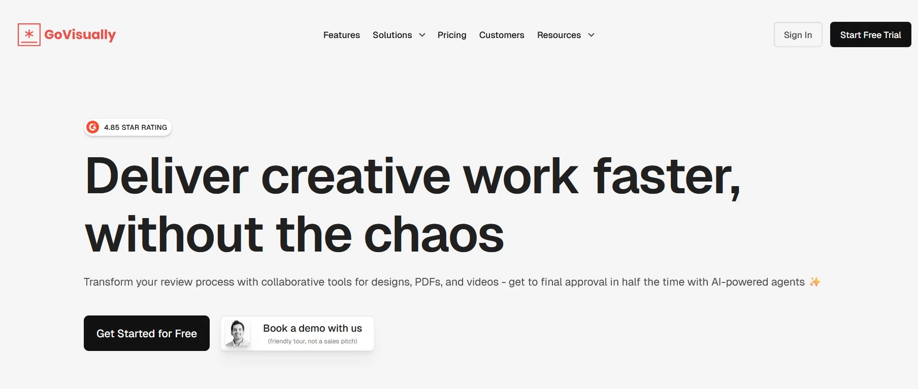 GoVisually Go Visually website feedback tool homepage screenshot.
