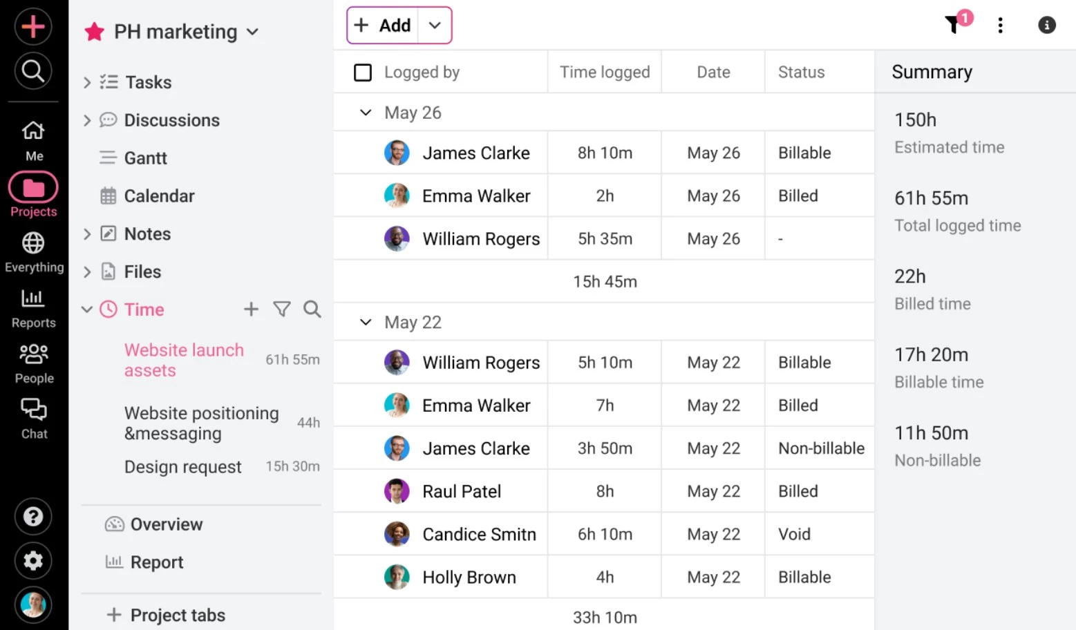 Proofhub Tracking ProofHub time tracking feature.
