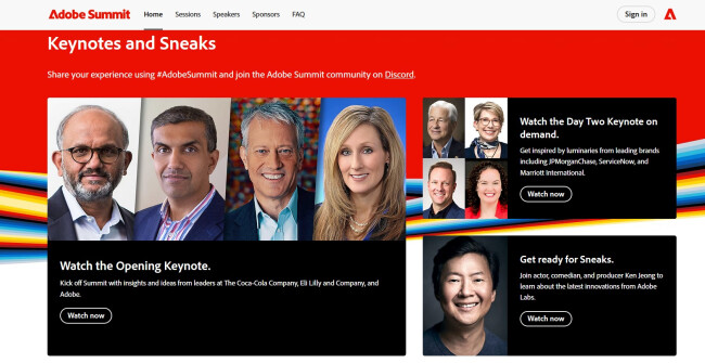 Adobe Summit homepage.