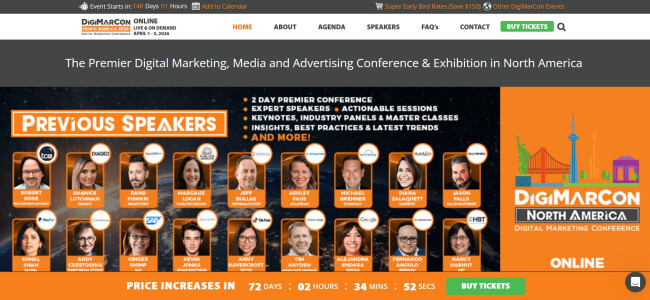 DigiMarCon event homepage.