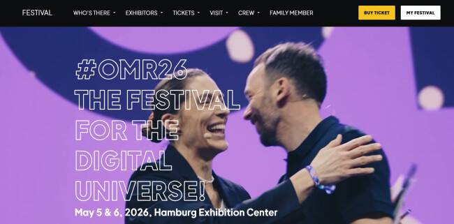 OMR Festival 2026 digital marketing conference homepage. 