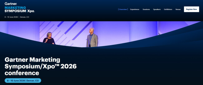 Gartner Marketing Symposium digital marketing conference homepage screenshot.
