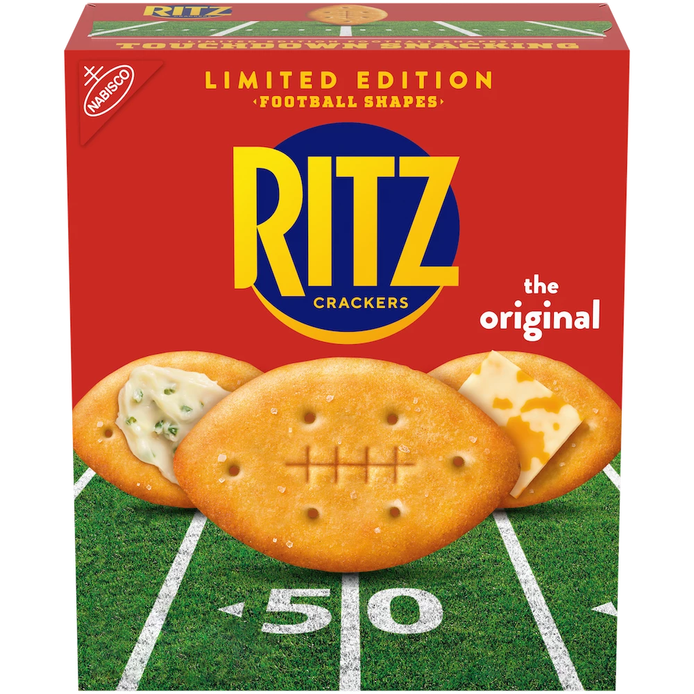 RITZ's new football shaped crackers' box design