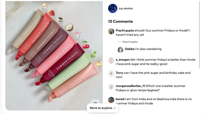 Summer Fridays influencer post on Pinterest