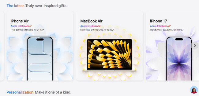 Apple store marketing high-ticket items.