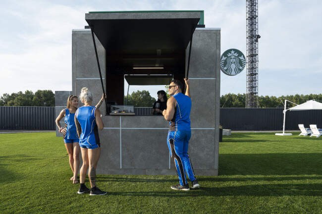 Starbucks stand in Beast Games | Source: Starbucks