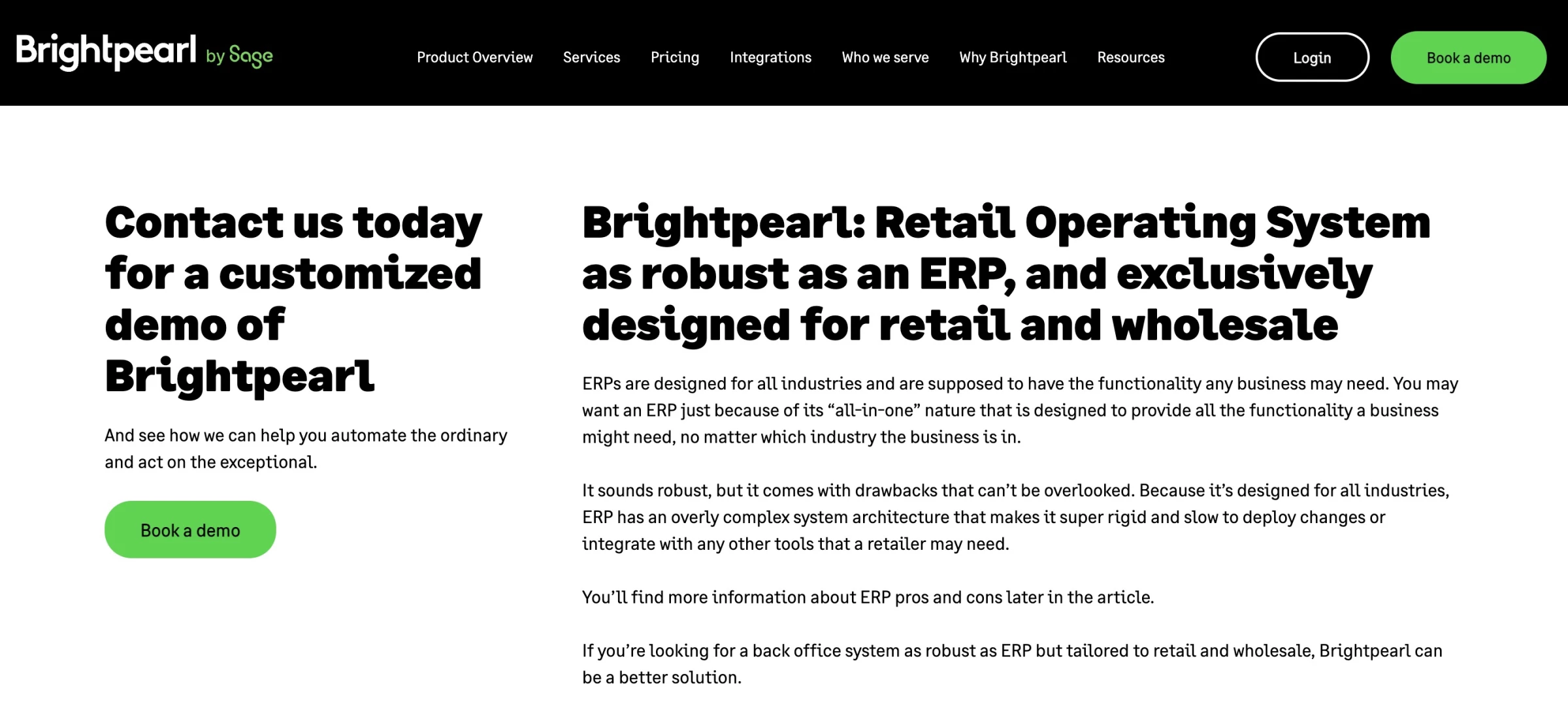Brightpearl homepage