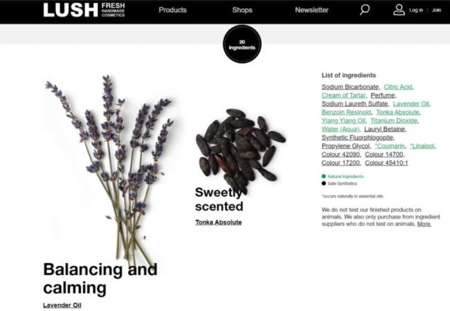 eCommerce UX: Lush website