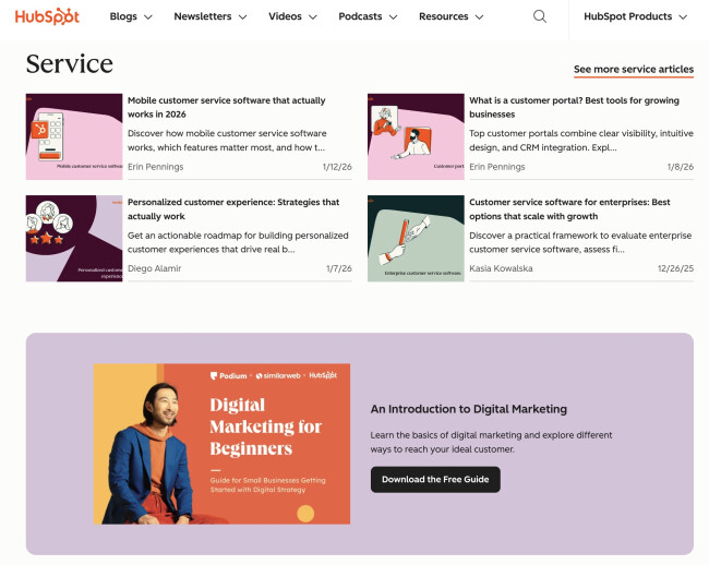 hubspot service page