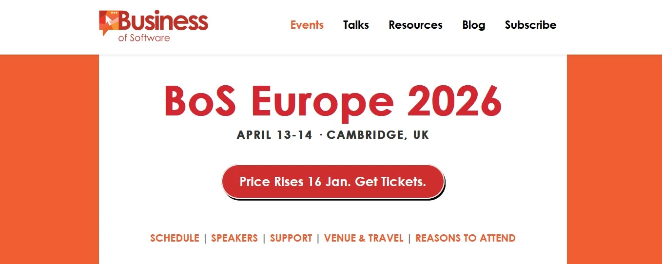Business of Software Conference Europe homepage
