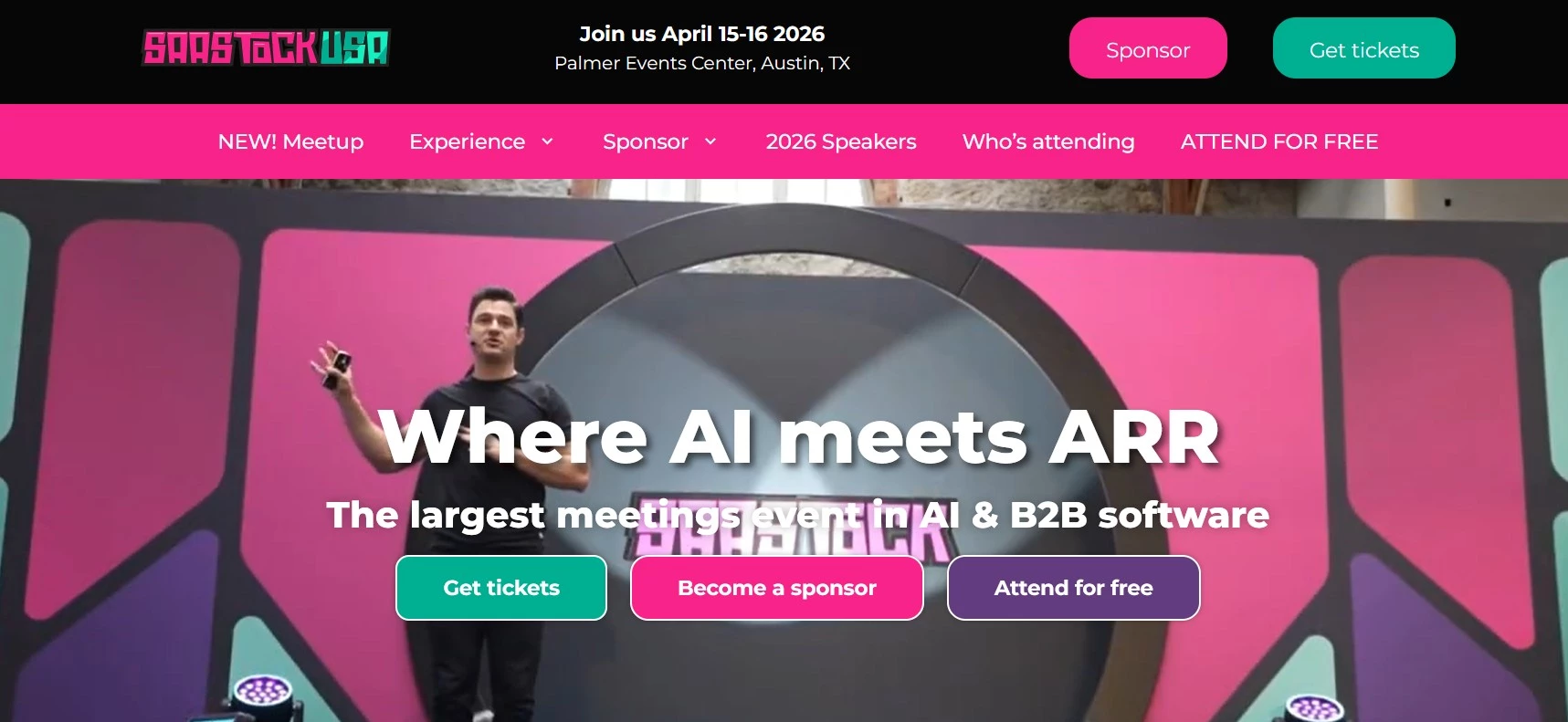 SaaStock USA homepage for SaaS conference. 