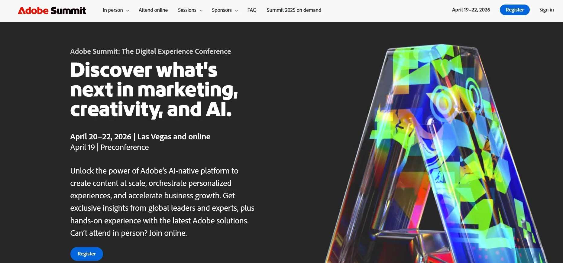 Adobe Summit homepage