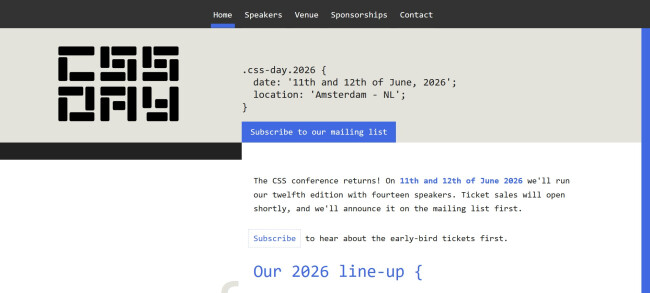 CSS Day 2026 event homepage