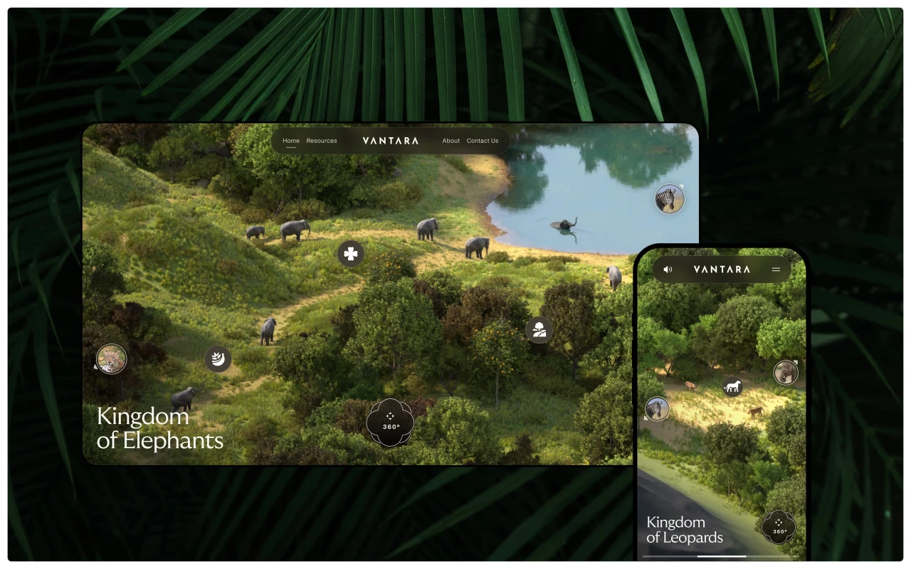 Clay built a story-driven website for Vantara that makes complex science easy to understand, showing off their conservation work with 3D visuals and a design that adapts to how people explore it.