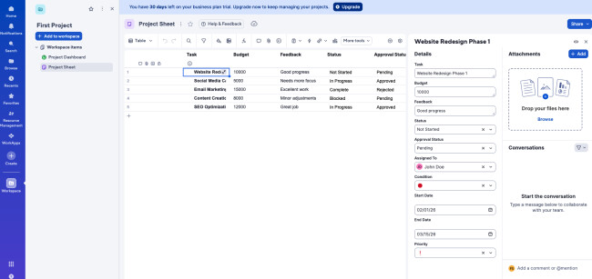 smartsheet project management tool