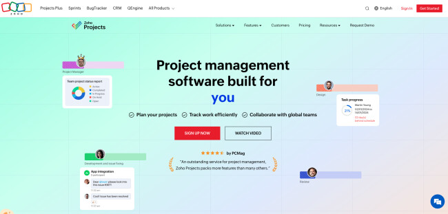 zoho projects homepage