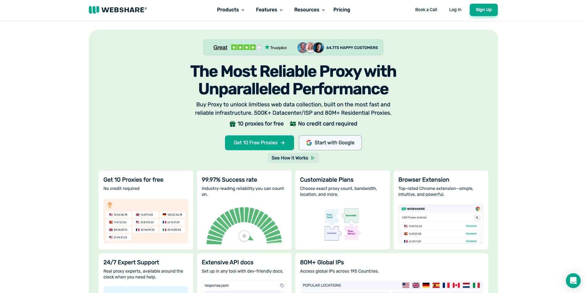 Homepage of Webshare, one of the best data center proxy providers