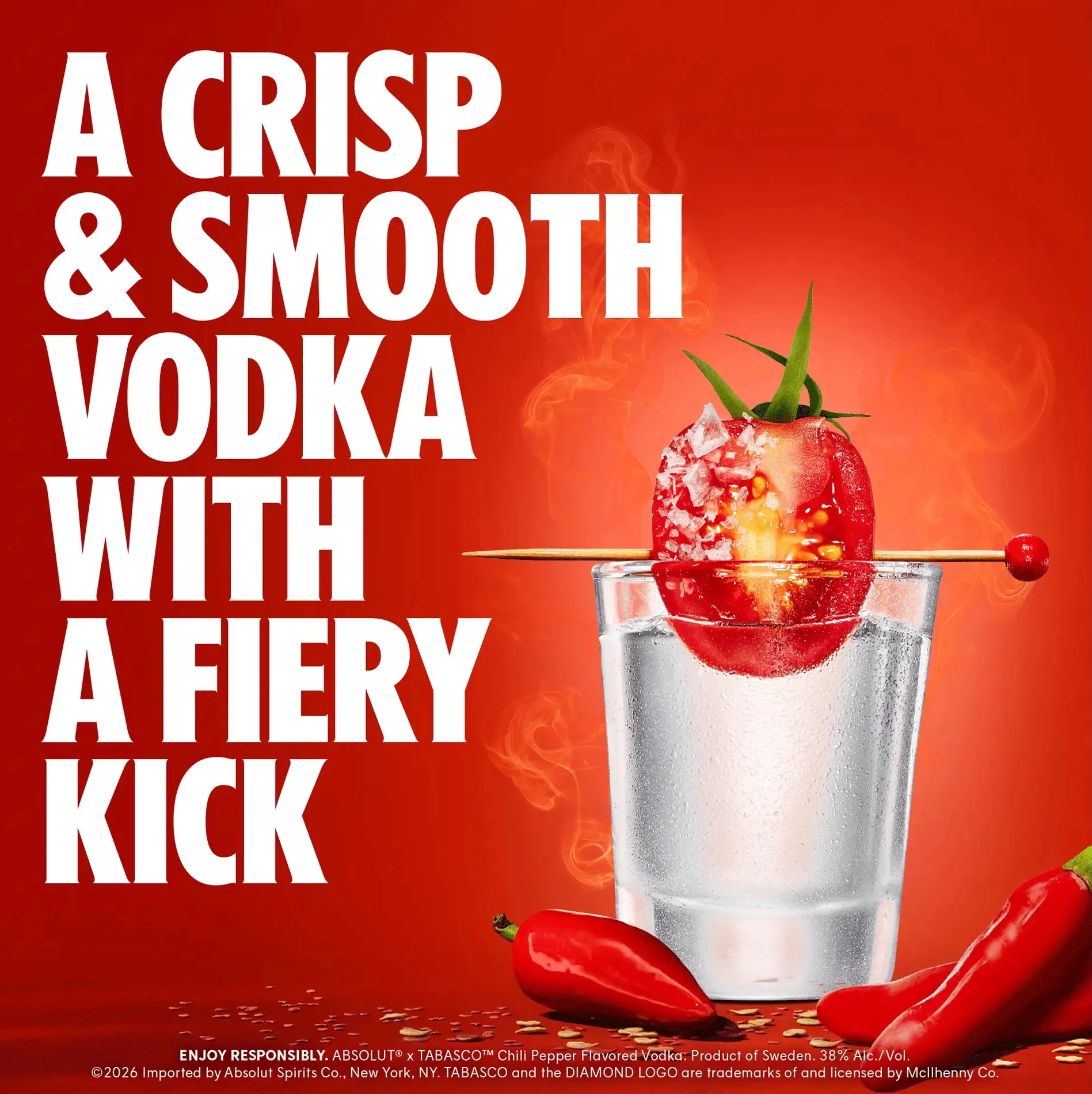 The new Absolut Tabasco Vodka has a fiery kick. 