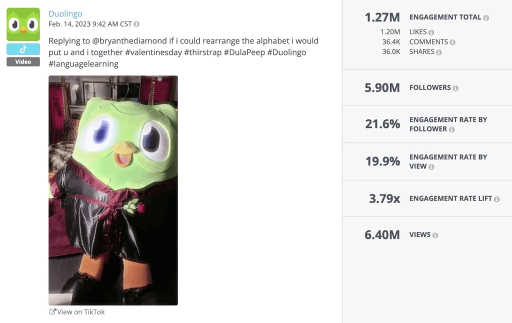 Duolingo A clever reply from Duolingo as a post.