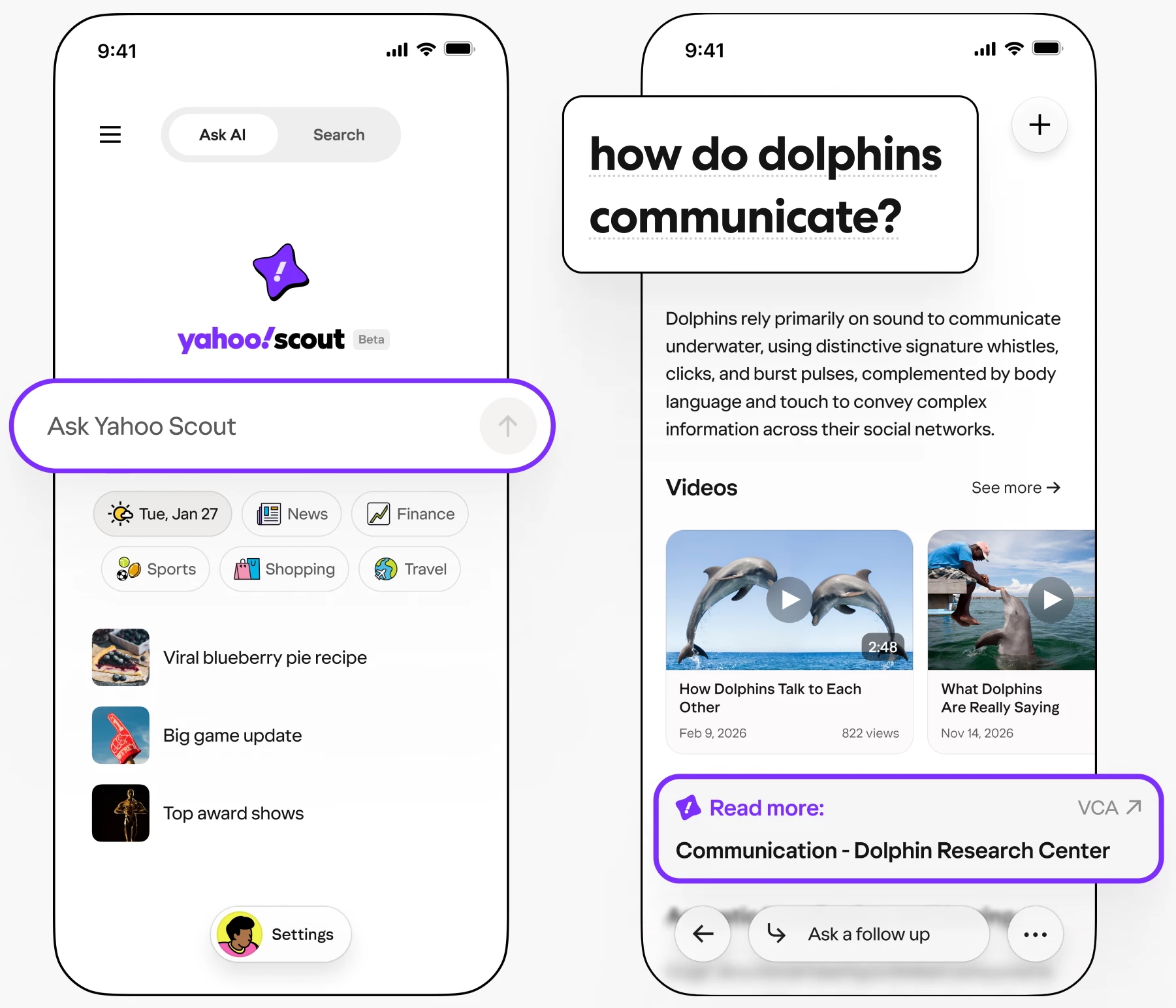 Yahoo Scout as how it would appear on a mobile app