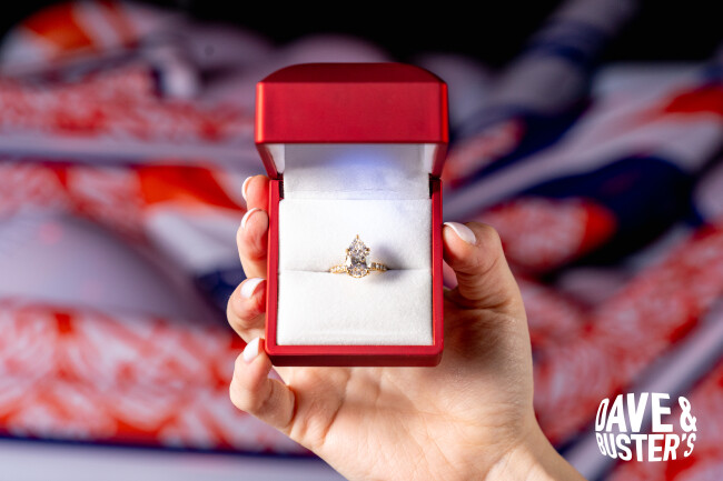 A closer look at the diamond ring | Source: Dave & Buster's