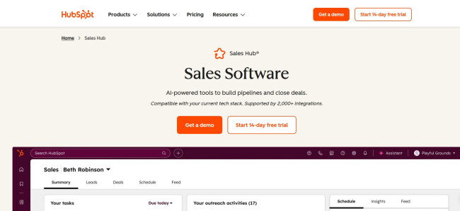Hubspot CRM Hubspot CRM homepage
