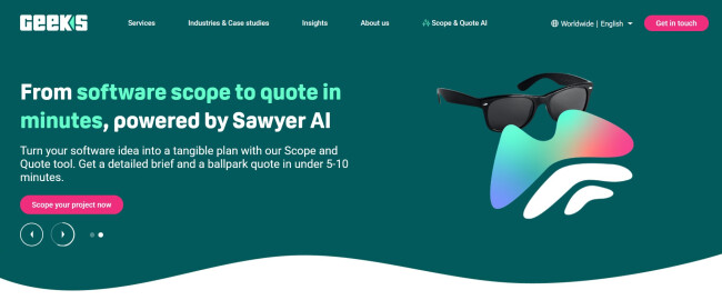 Geeks Geeks CRM consultancy homepage.