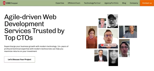 CSSChopper CRM consulting agency homepage.