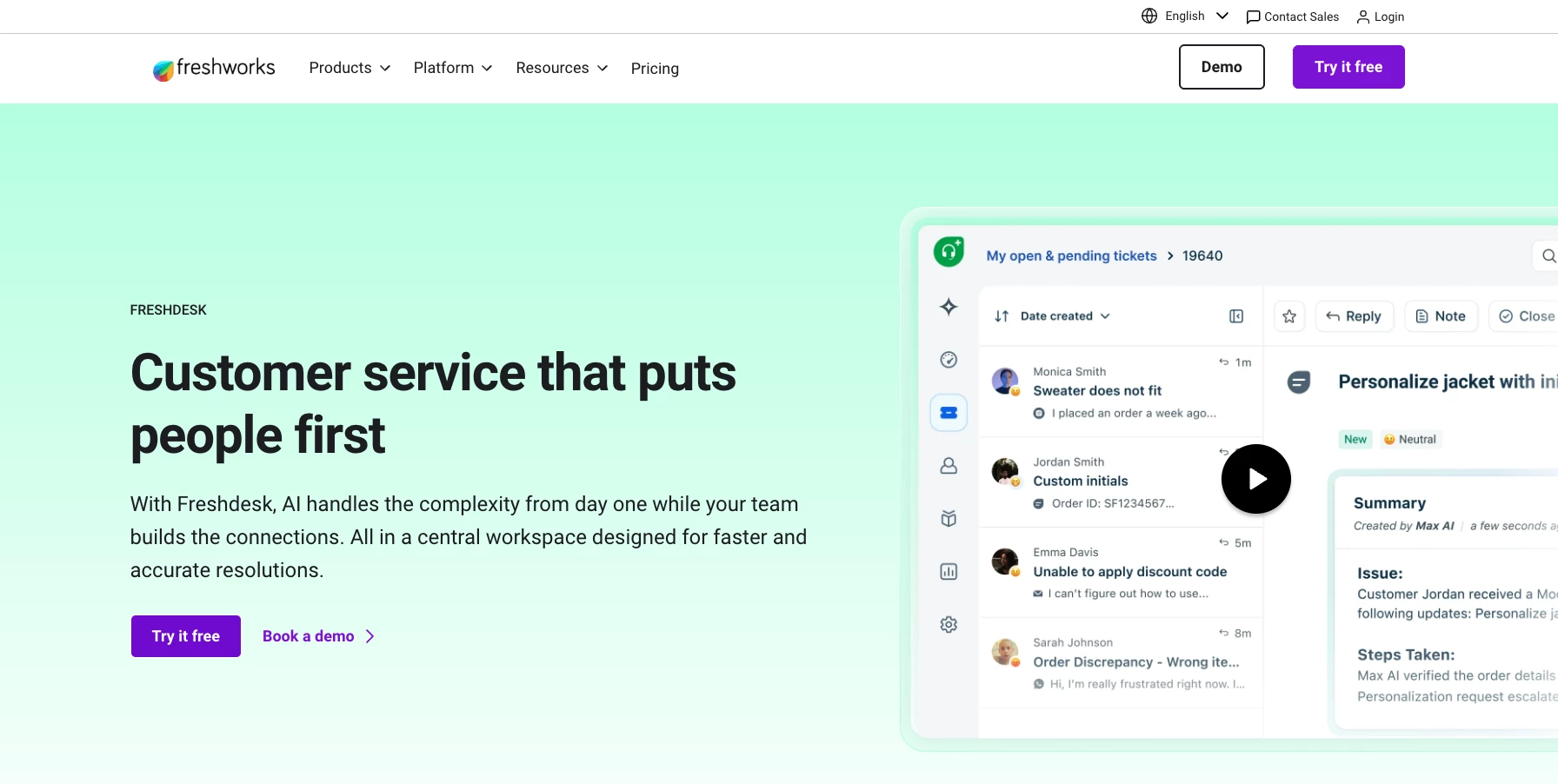 Freshworks homepage