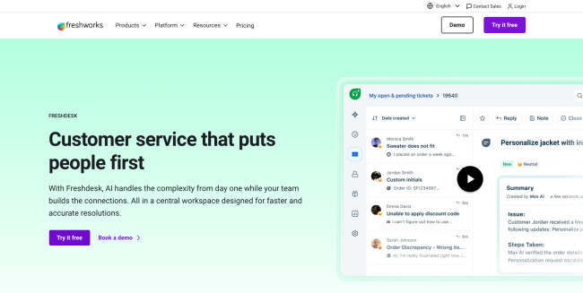 Freshworks homepage