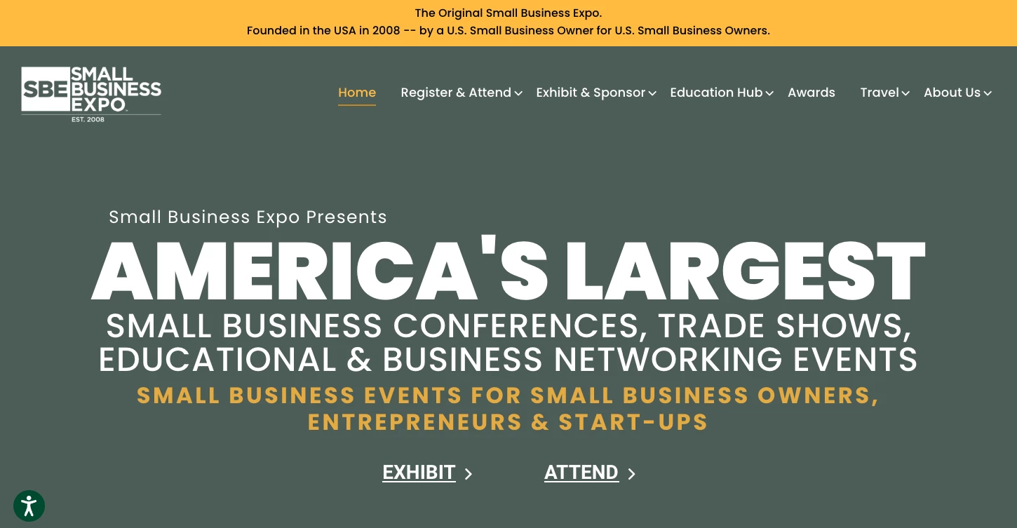 Business strategy conference Small Business Expo Screenshot of Small Business Expo homepage