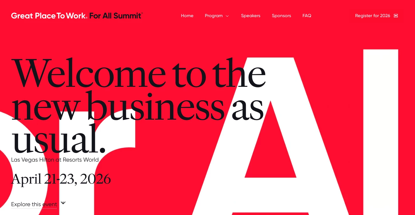 Great Place To Work For All Business Strategy Conference Great Place To Work For All Conference homepage.