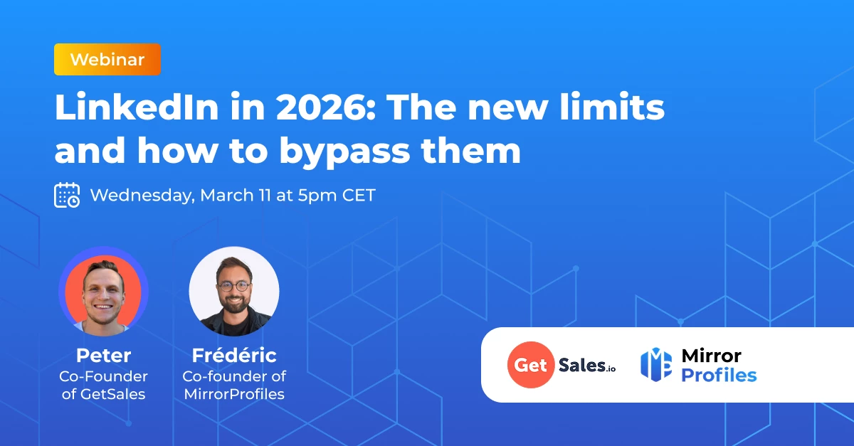 LinkedIn Security Updates Webinar by GetSales.io GetSales.io will host a webinar on LinedIn's security updates