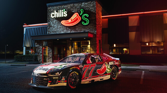 The No. 77 Chevy Againte car central to Chili's NASCAR campaign