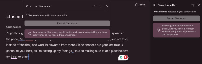 descript filler removal