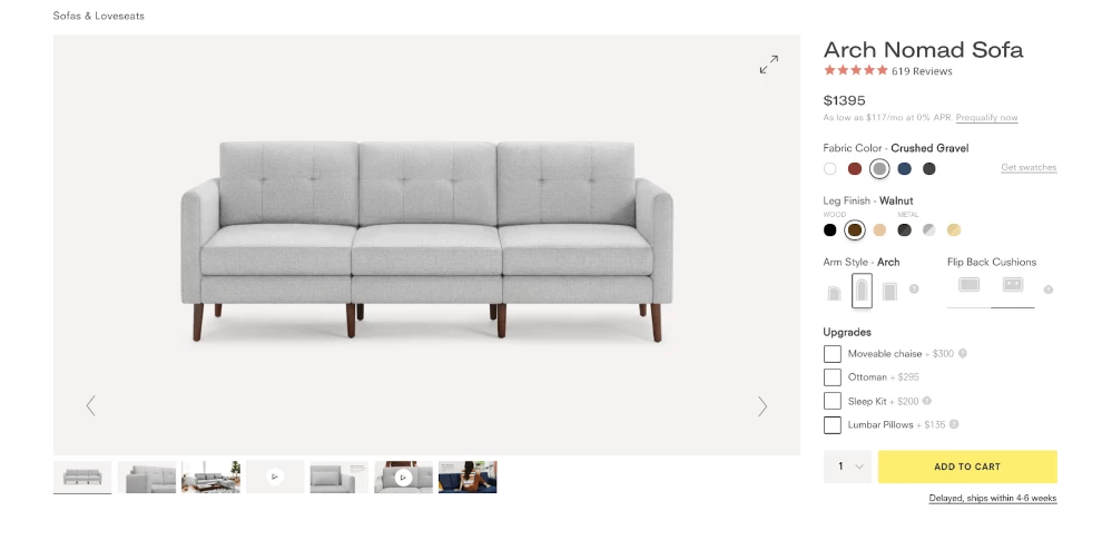 block nomad sofa product page design block nomad sofa product page design