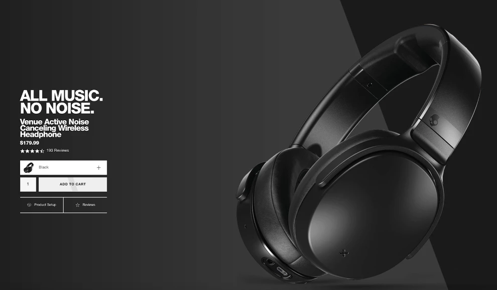venue noise-canceling headphones ecommerce product page venue noise-canceling headphones ecommerce product page