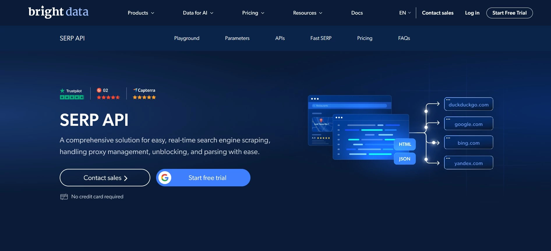 Bright Data SERP API homepage