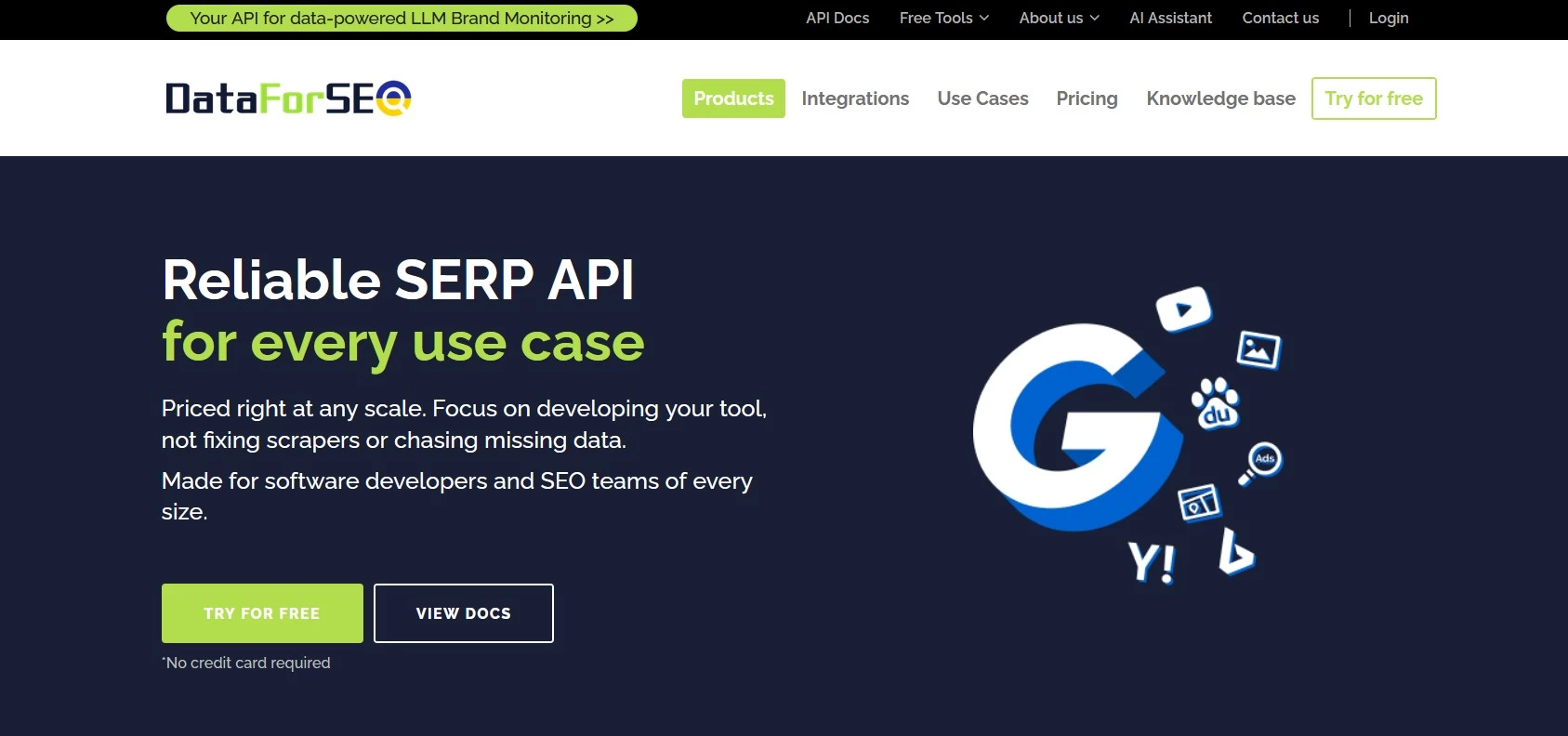 DataFroSEO SERP API homepage