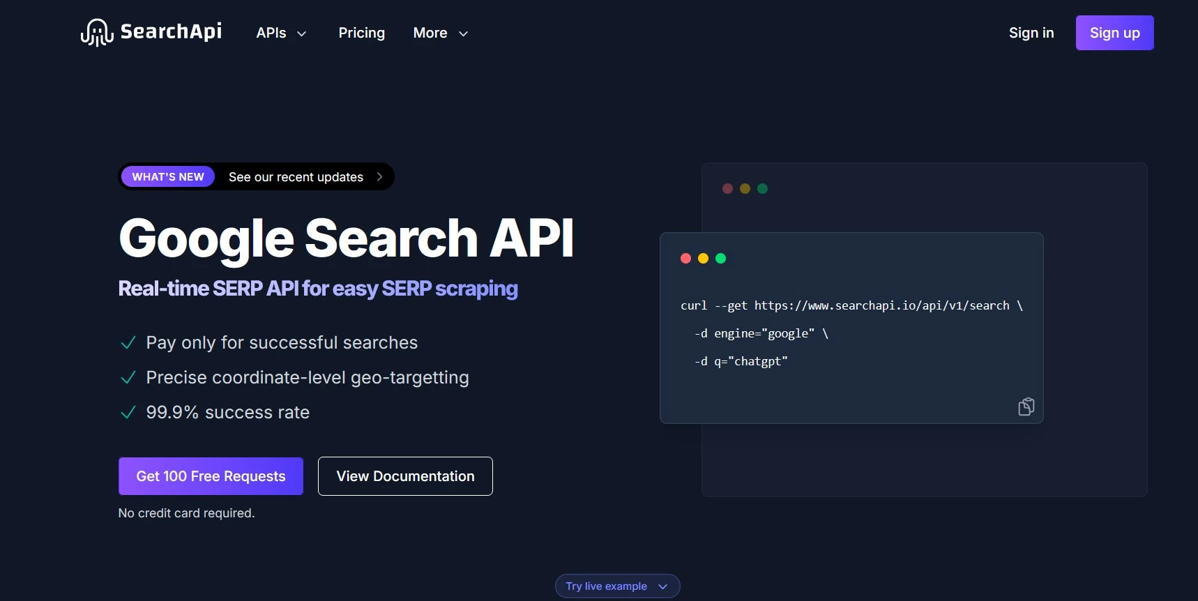 SearchAPI.io homepage