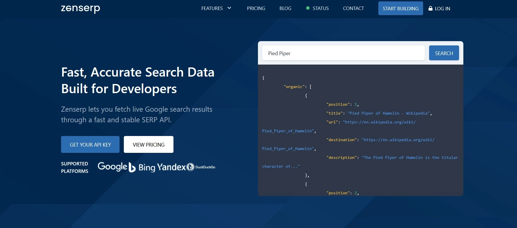 Zenserp homepage