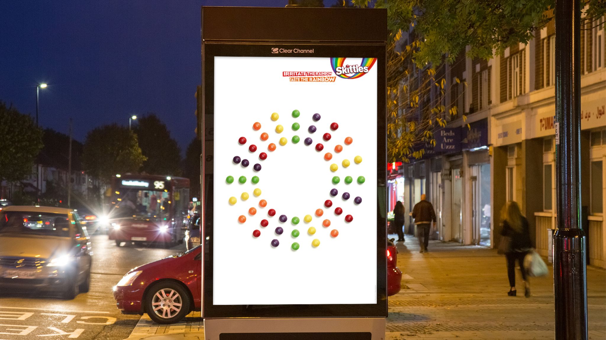 A sample of Skittles 'Irritate the Rainbow' OOH Ad