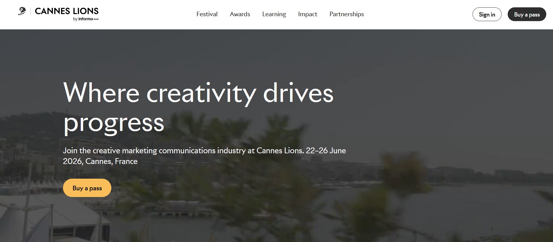 Cannes Lions Festival of Creativity homepage