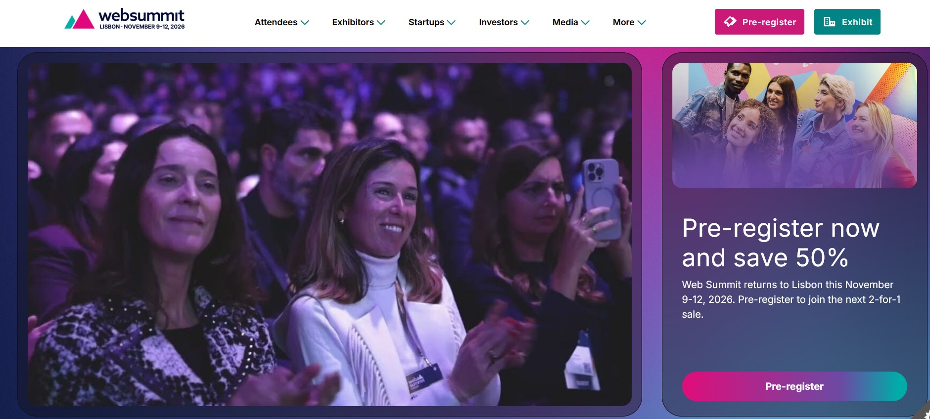 WebSummit Lisbon homepage